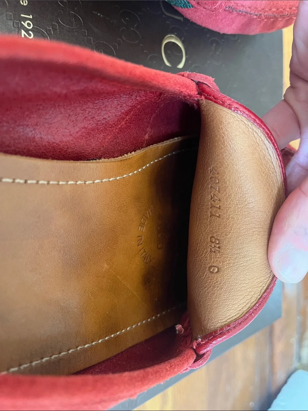 Gucci Red Suede Drivers with Signature Web Stripe